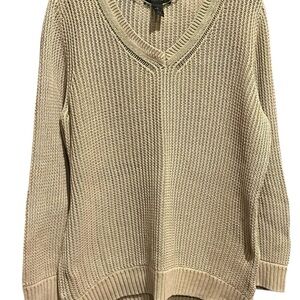 Style & Co. Women's Tan V-Neck Sweater 100% Cotton